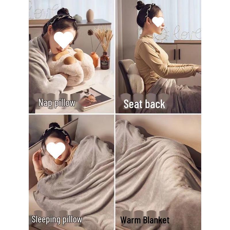Cat Paw Blanket & Pillow: 2-in-1 Hand Warmer, Throw, & Nap Cushion