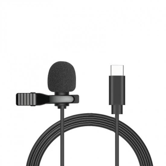 Portable 1.5m Mini Type C Microphone USB Condenser Clip-on Lapel Mic 3.5mm Wired Microfon for PC Laptops Professional Recording
