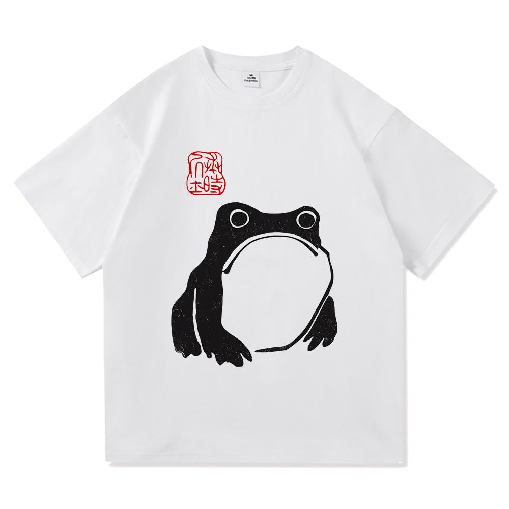 Vintage Unimpressed Frog T Shirt Fashion Men/Women Aesthetic Funny Japanese Anime T-Shirt High Quality Casual Cotton Tees Shirts