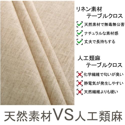 Forhomelife Nordic Water-Repellent Linen Tablecloth, Natural Material, Solid Color, Rectangular, 120x160cm, Beige