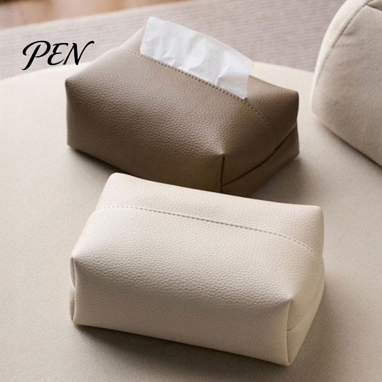 Sturdy Leather Paper Box PU Tissue Box, Multi-Purpose Desktop Organizer, Durable Dining Room Dispenser Compact Foldable Napkin Dispenser, for Desk And