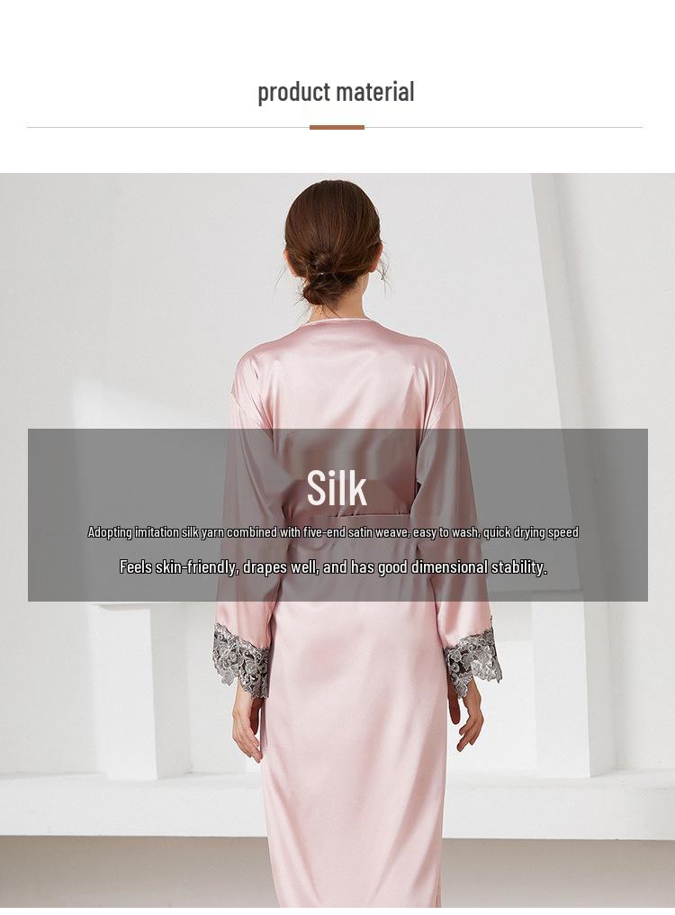 Women's Long Sleeve Belted Satin Robe - Autumn/Winter Pajama & Bathrobe
