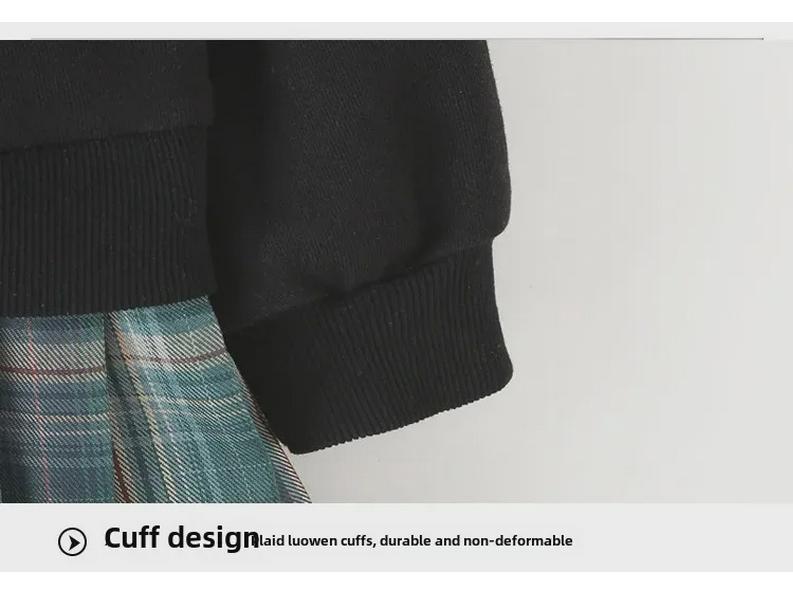 Mädchen Midilanges Plissee-Karokleid Sweatshirt für Frühling & Herbst 2024