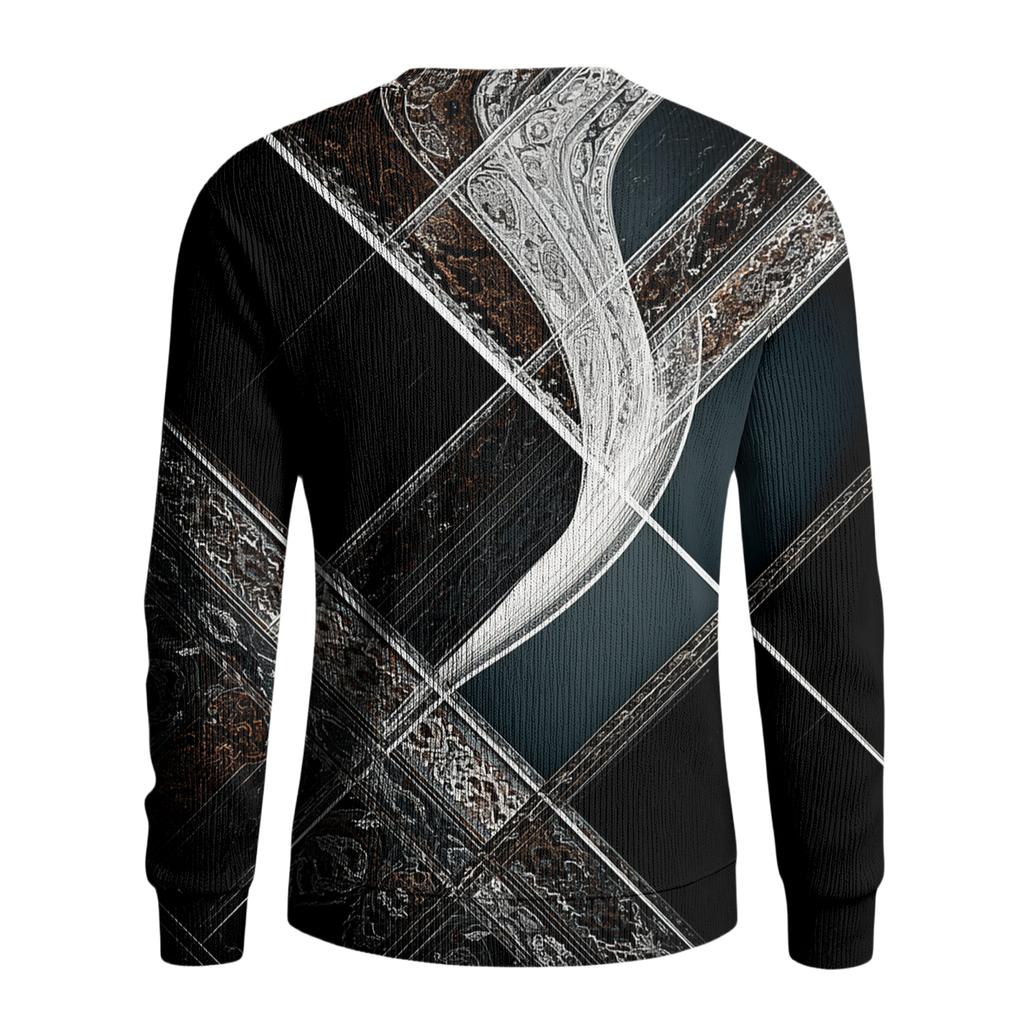 Herren Rundhals Langarm Rippstrick Pullover