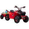Quadriciclo Elétrico Infantil com Reboque, 2,5 km/h, 50 Minutos de Tempo de Passeio, para 1,5 a 3 Anos, até 25 kg, Vermelho