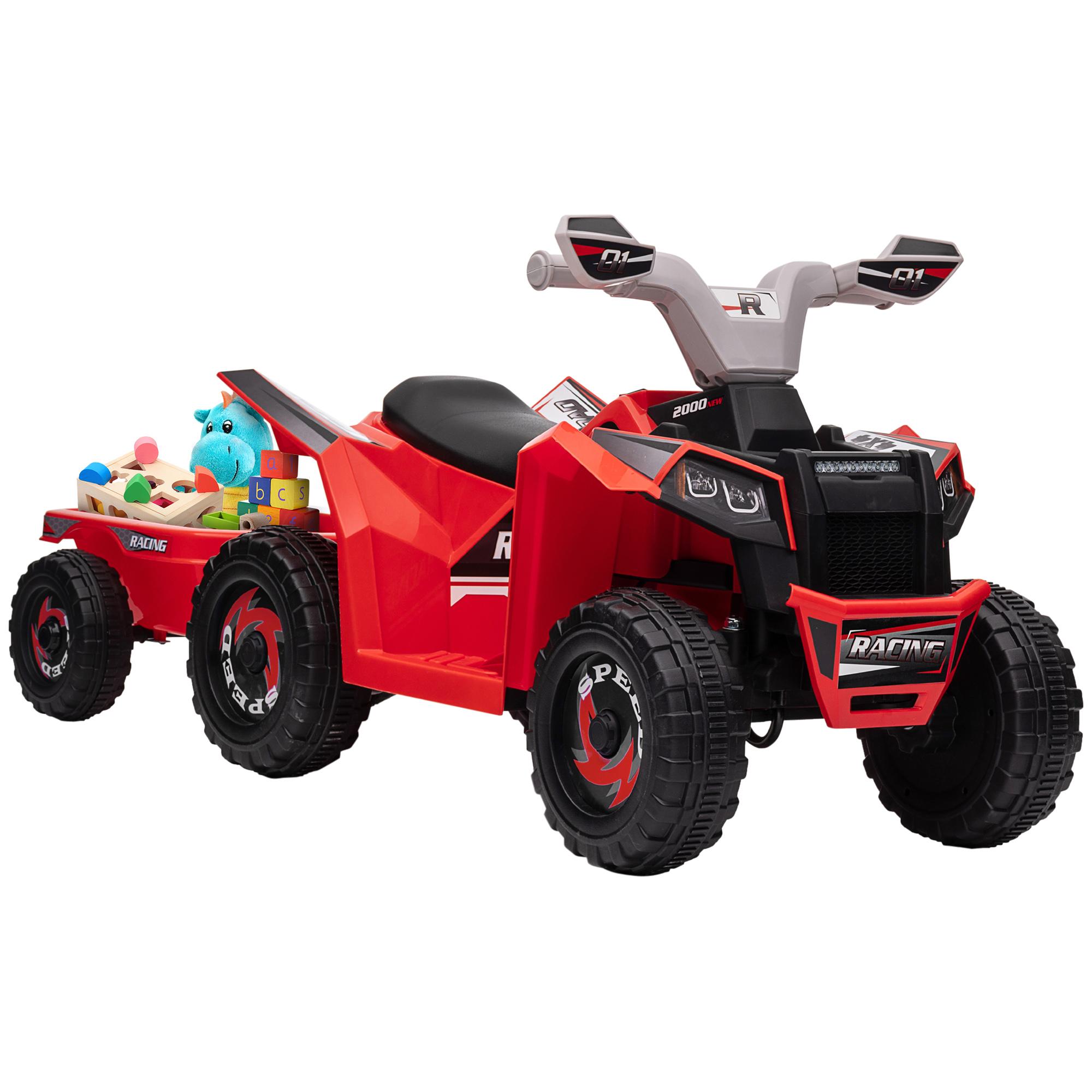 Electric children`s quad bike with trailer
