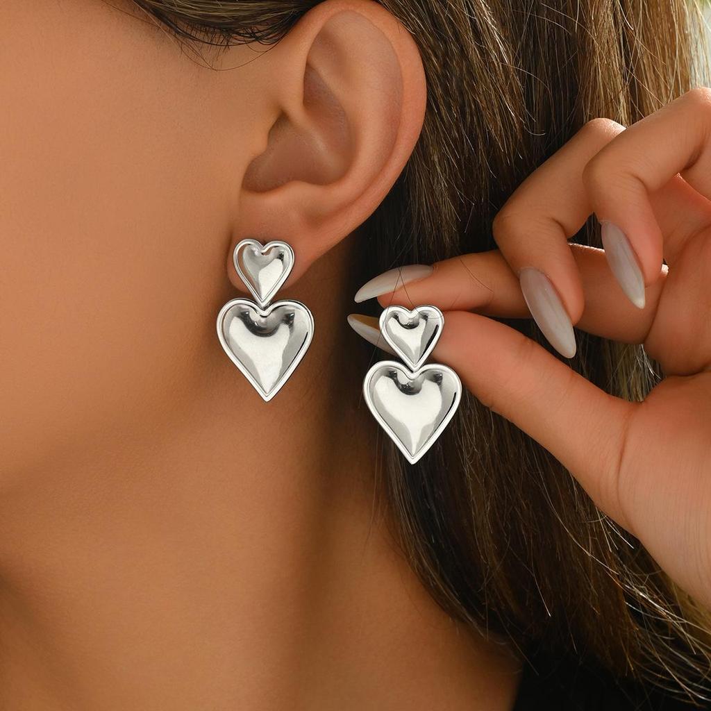 18k Electroplated Sweetheart Drop Earrings - Versatile European & American Style Women's Studs