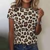 Women's Short Sleeve T-Shirt 3D Printed Top Round Neck Casual Leopard Women Clothing Sexy