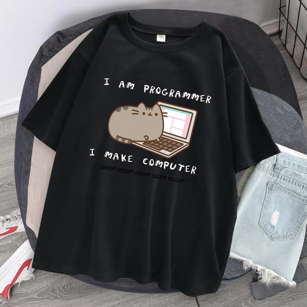 Sunt programator, fac computer, tricouri pentru bărbați, topuri casual vintage, supradimensionate, cu mâneci scurte, respirabile, îmbrăcăminte din bumbac pentru bărbați