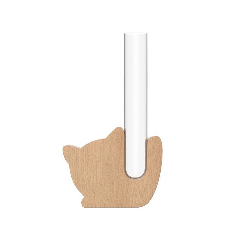Originalita Mini Magnetická Váza Roztomilý Styl Masivní Dřevo Skleněná Zkumavka Váza Aranžování Květin Magnet na Lednici Dekor Květinové Vázy