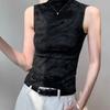 Women's Turtleneck Ribbed Knit Sleeveless Tank Top