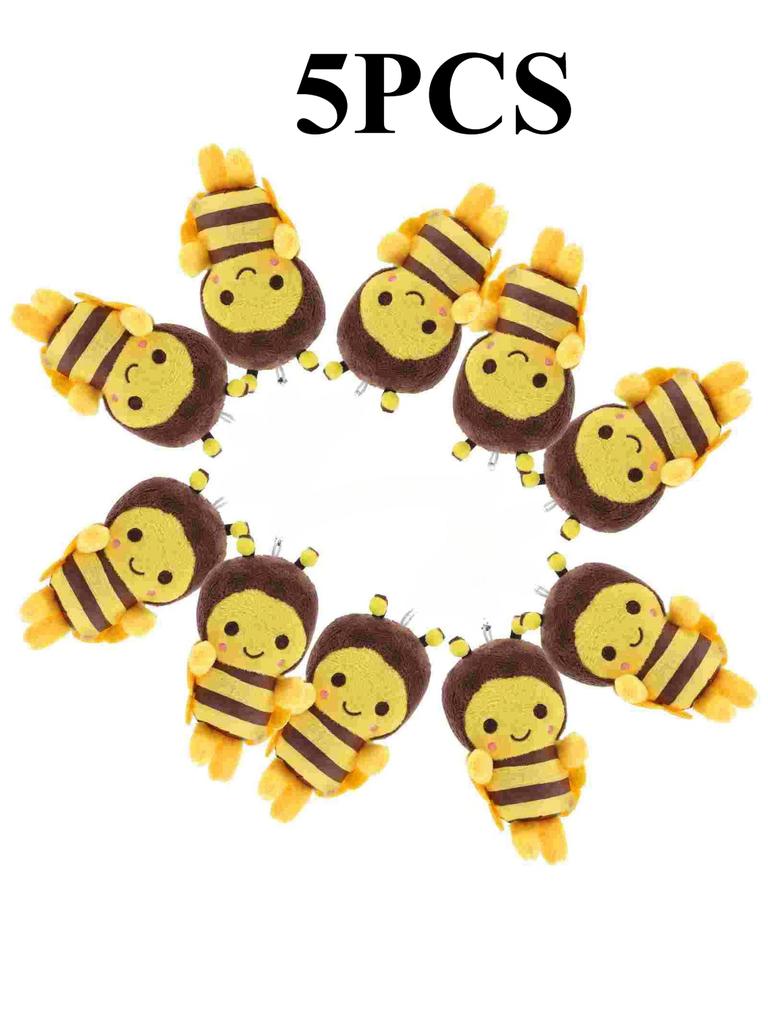 1/5/10 Pcs Little Bee Dog Toy Plush Pendant Cute Keychain Plush Bag Charm Bumble Stuffed Dolls Backpack Mini