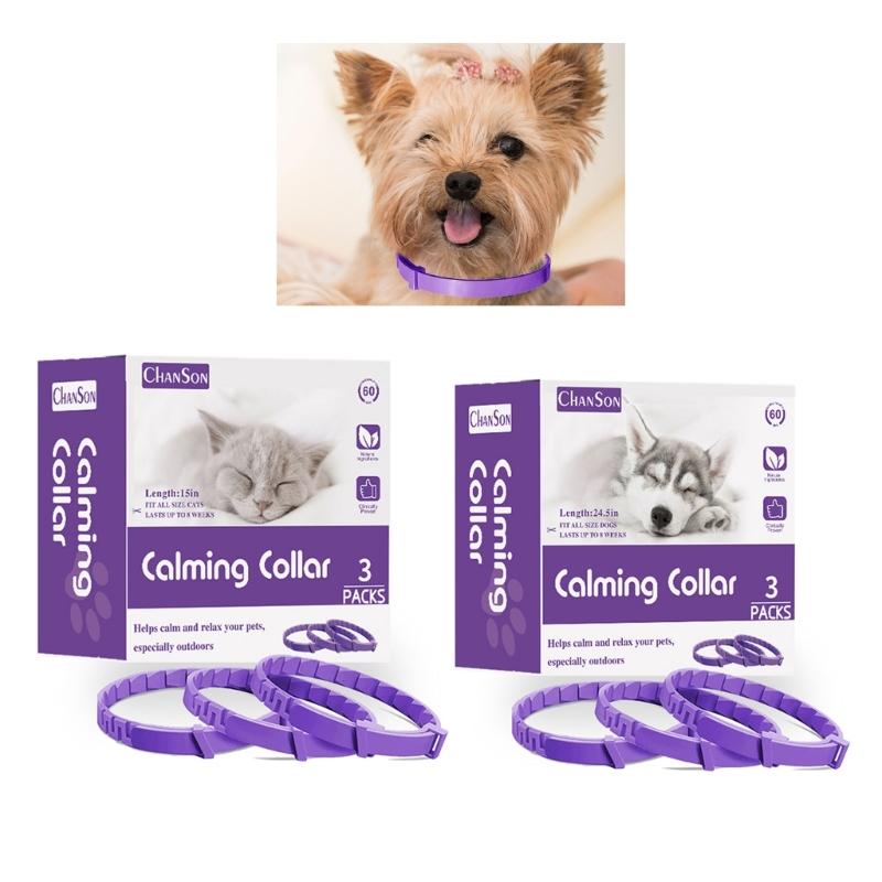 Collar Calmante para Mascotas Collar de Feromonas para Gatos Collar Calmante Impermeable para Perro Agresivo Gatito Malas Emociones Calmante Paquete de 3
