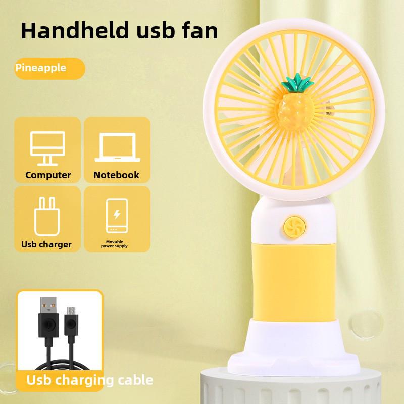 Portable USB Rechargeable Floral Fan for Kids - Handheld/Desk Use