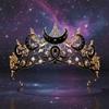 Vintage Black Color Moon Tiara Vintage Style Luxury Design Queen Crown Elegant Hair Jewelry Accessories Star Headpiece for Women
