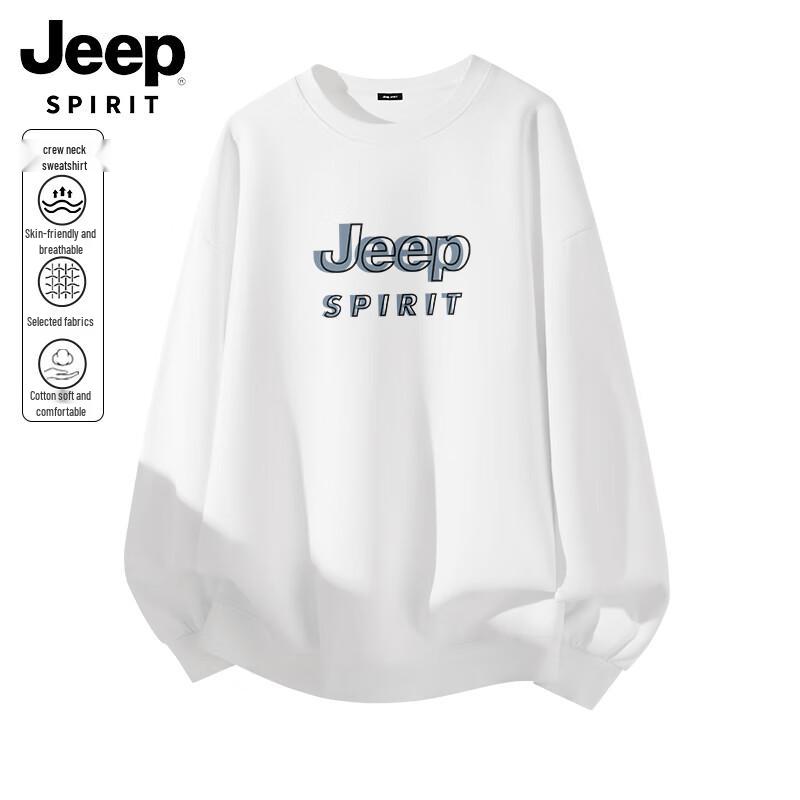JEEP SPIRIT Men's Round Neck Logo Print Pullover Sweatshirt