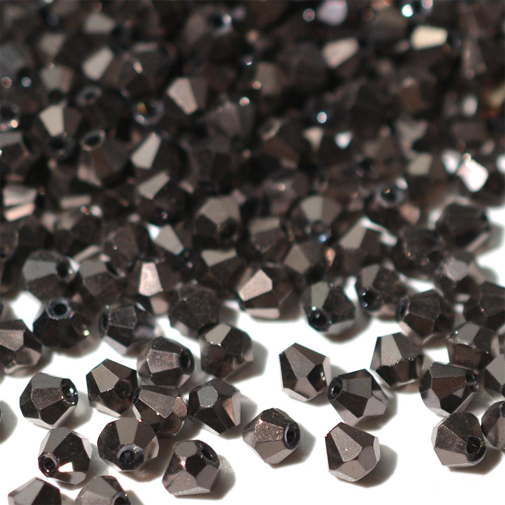 Kovová barva 100ks Průměr 4mm Bikonický tvar Pokovené Rakouské krystaly Skleněné korálky Volné Distanční korálky pro výrobu šperků