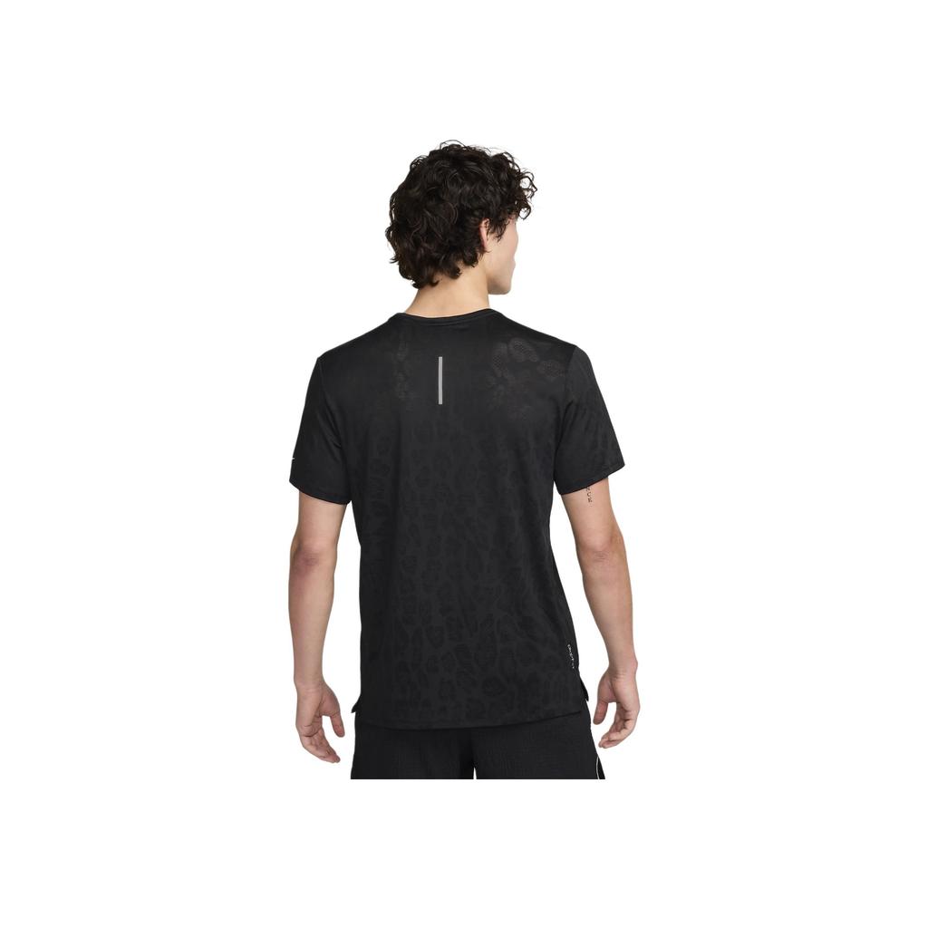 Nike Rise 365 Solid Color Running High Breathability Tiger Print Dry Short Sleeve T-Shirt Men Tops Black FZ0614-010