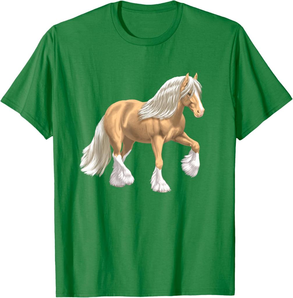Cob Tinker Horse Graphic Print Round Neck Casual T-Shirt Breathable Lightweight Tee