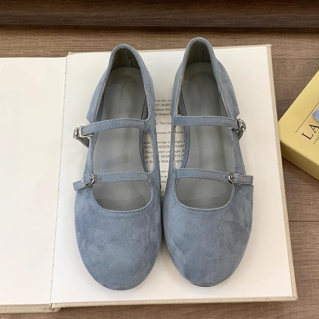 Side Air Shallow Mouth Single Shoes Women's Spring and Summer New Round Head Ladyshoes Ballet Soft Flat Bottom One Pedal Doudou Shoes