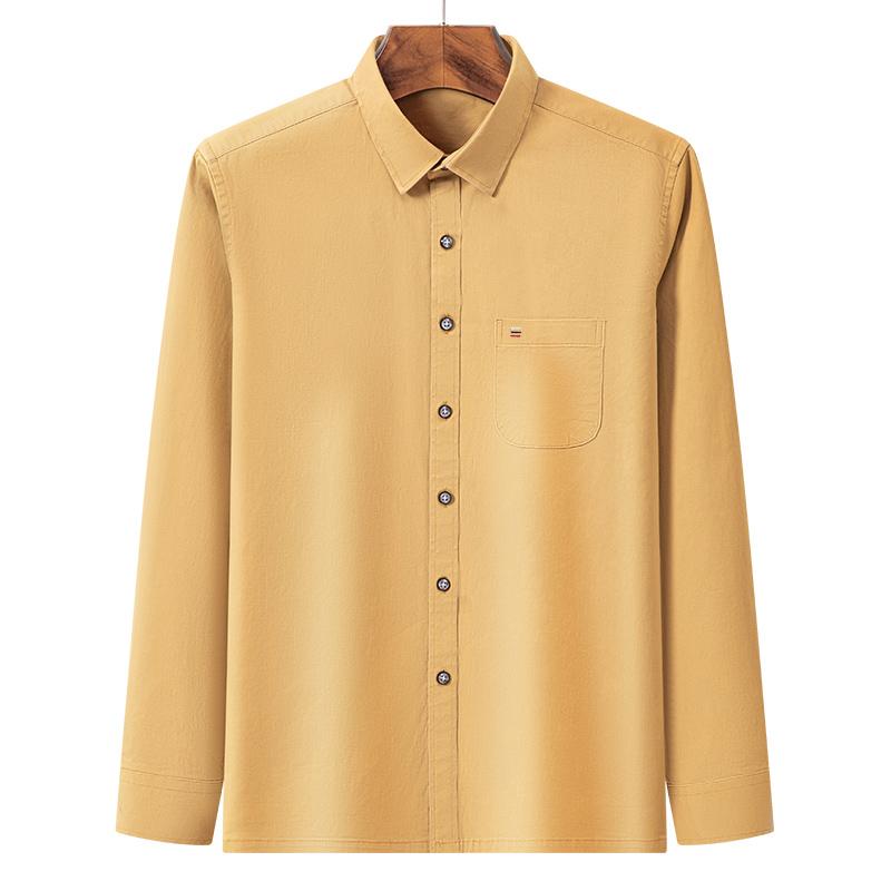 Camicie da uomo 100% Cotone Puro Manica Lunga Tinta Unita Morbide Vestibilità Regolare Camicia Elegante Blusa Sociale Abbigliamento Maschile 6XL 7XL