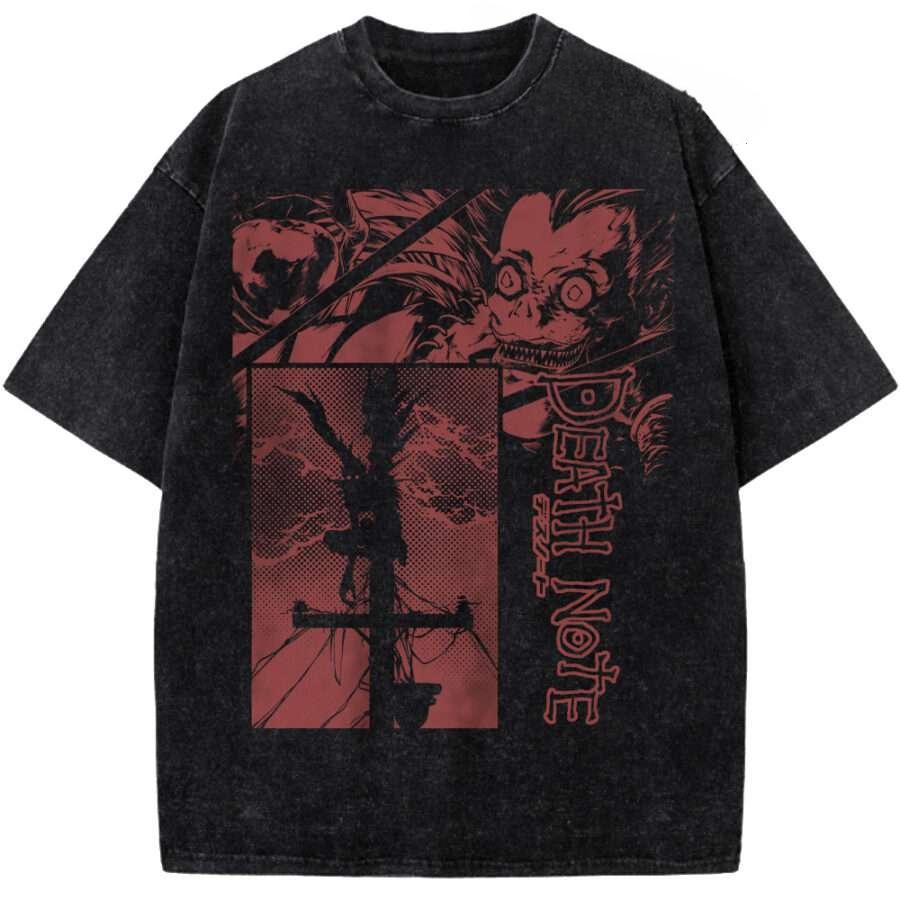 

Hot Anime DEATH NOTE Yagami Light Ryuk Print T-shirt Men Women Tshirts Casual Cotton Clothing Retro Washed T Shirt Harajuku Tops XXL
