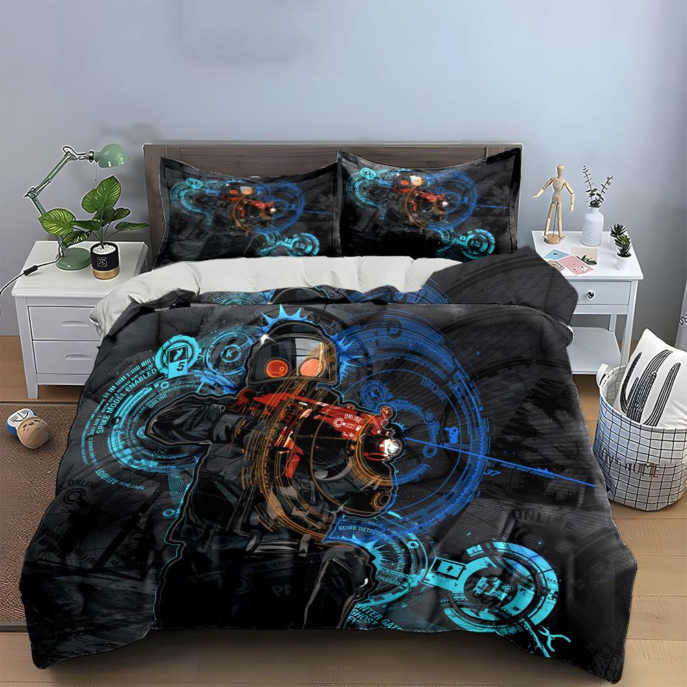 Futuristic soldier with holograms. Bedding sets Duvet cover sets Duvet covers Pillowcases(1*Duvet Cover 2*Pillowcases without duvet insert)