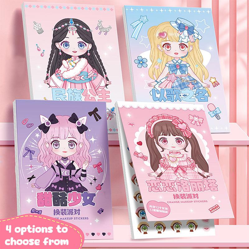 Princess Dress Up Sticker Book Diy Girly Wardrobe Sticker Sheets For Girls Party Favor Gifts Handbooks Waterproof Stickers