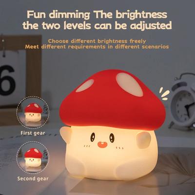 Mushroom LED Silicone Night Light Dimmable Timer Rechargeable Lamp Soft Sleeping Children Night Light Room Decor Bedside Lamp