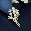Bauhinia Brooches Pins Crystals Imitation Pearl Flower Brooch Women Wedding Party Accessories Fashion Jewelry Gifts