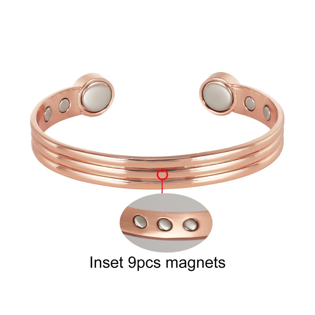 Braccialetti in Rame Puro Vinterly Nodo Vintage Regolabile Braccialetti Magnetici Larghi 8mm Salute Artrite Gioielli ad Alto Magnetismo Regolabili
