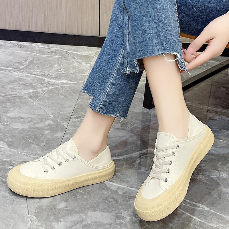 

2024 Лето Новые Универсальные Женские Кроссовки Женские Холщовые Туфли Женские Кроссовки На Плоской Подошве Круглые Носки Повседневная Обувь На Шнуровке Вулканизированная Обувь Женская 40 бежевый