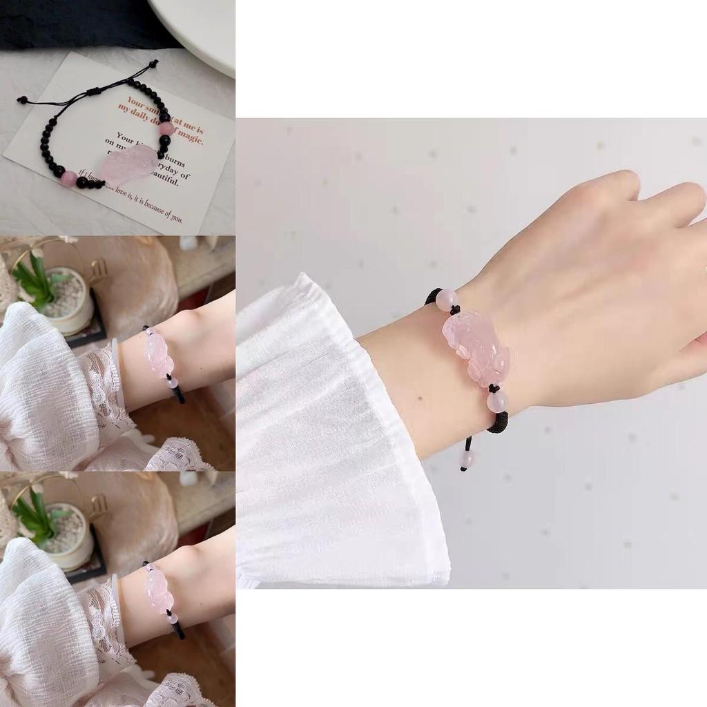 Bohemian Rose Quartz Pixiu Bracelet Handmade Resin For Friendship Luck And