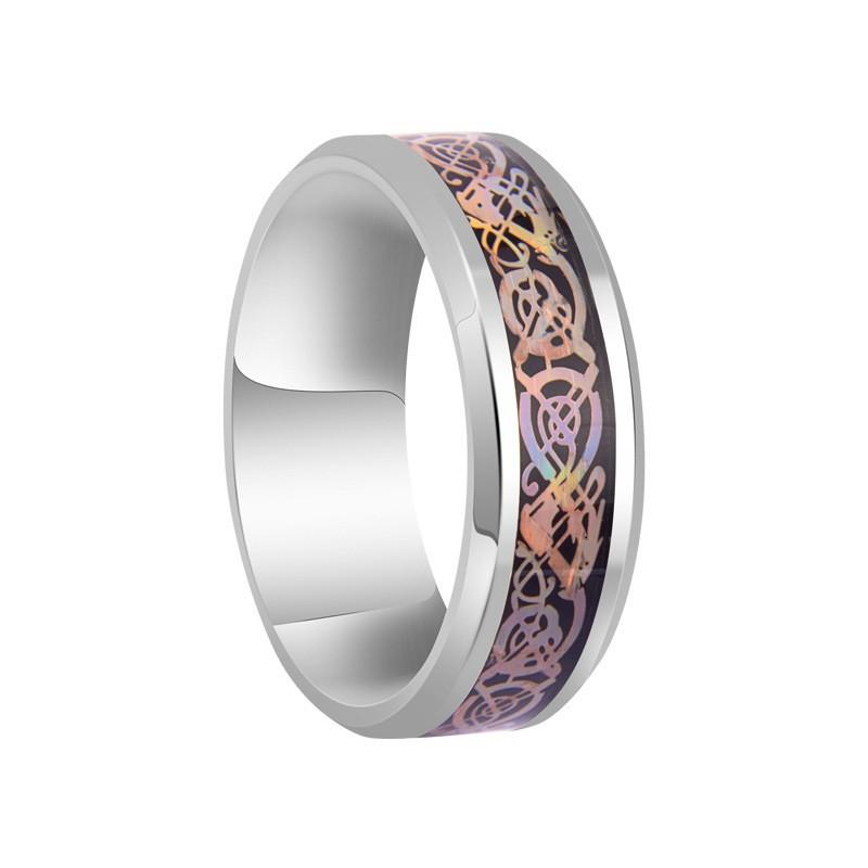 Kissmoon Stainless Steel 8mm Celtic Knot Multicolored Vintage Rings for Men Women Punk Gothic Promise Engagement Jewelry Gifts