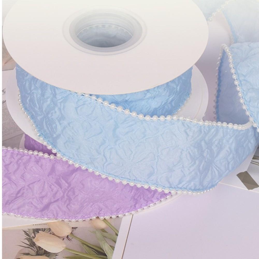 Pearl Pleated Gradient Ribbon 4cm Width 5 Yards Length Bubble Ribbon Edge Trim Embroidery Lace Snow Ribbon Cake Packaging