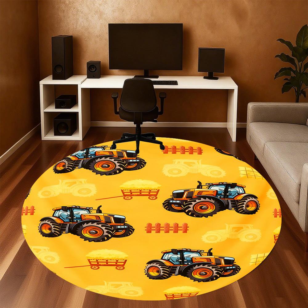 1PC Tractor Hay Round Chair mat Area Rug - Non-Slip, Floor Mat for Office, Bedroom, and Indoor Decor -Gift D1127230
