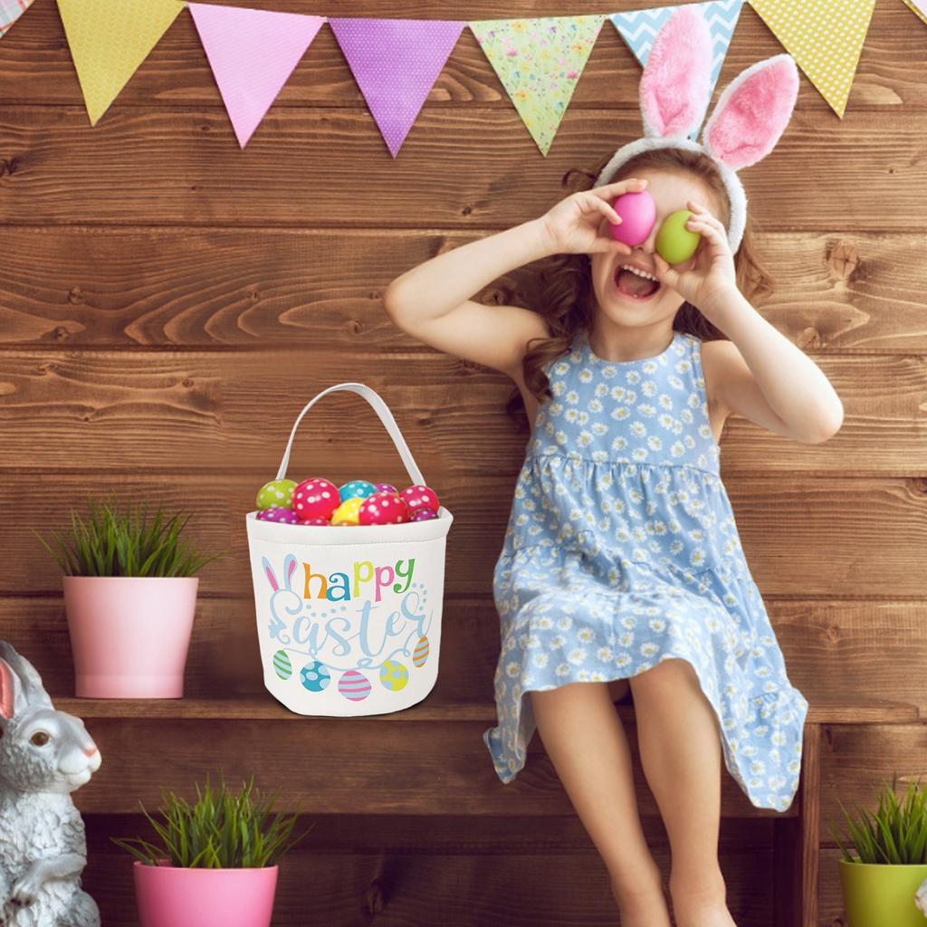 Velikonoční košík Holiday Rabbit Bunny Tištěný plátěný dárek Carry Candy Bag