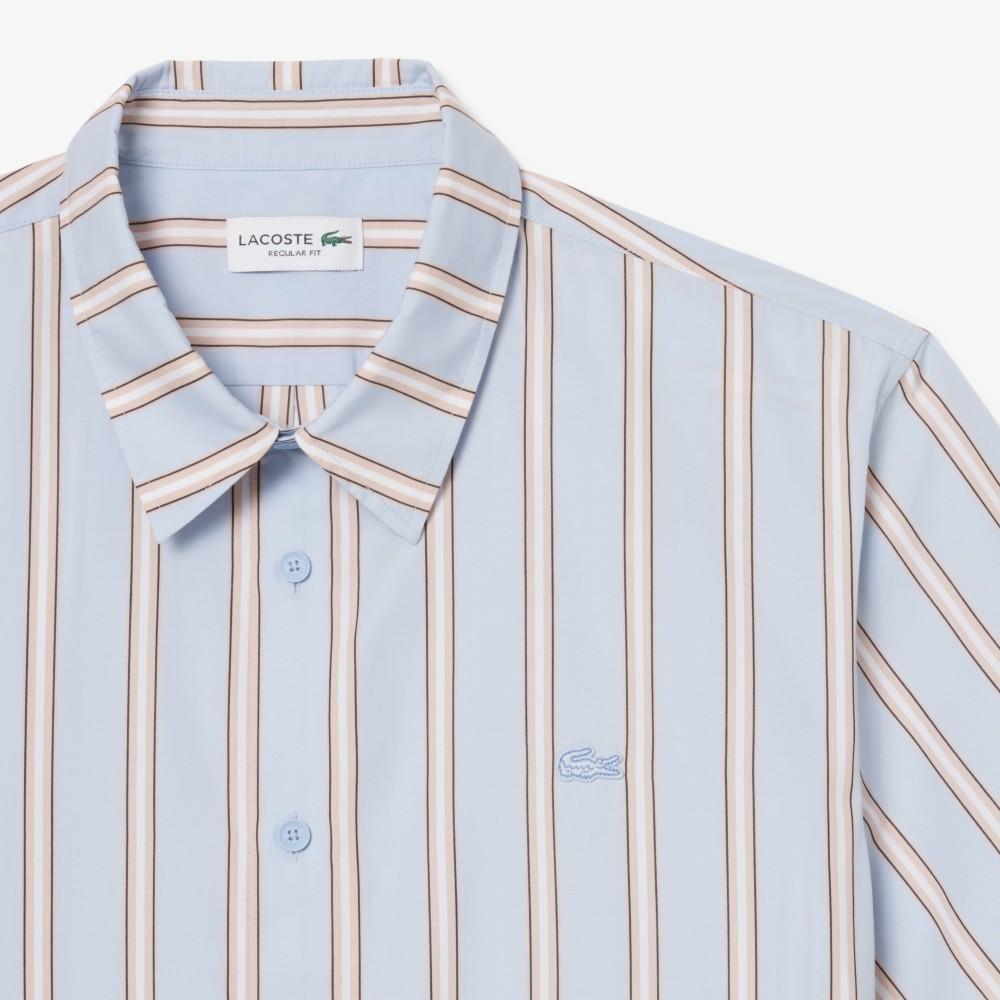 [lacoste] Men's Summer Stripe Short-Sleeve Shirt CH2344-56GZWV