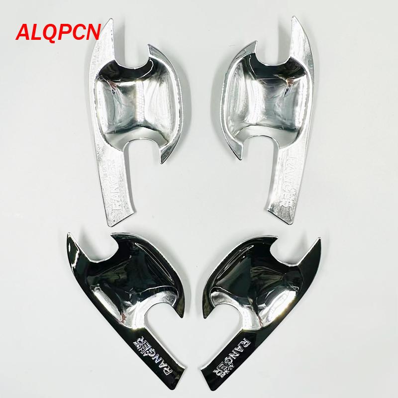 For Ford Ranger Door Protection Door Insert Handle Bowl Cover Pickup Trunk Auto Parts ABS Matte chrome Car Accessories 2012-2018 chrome 1set