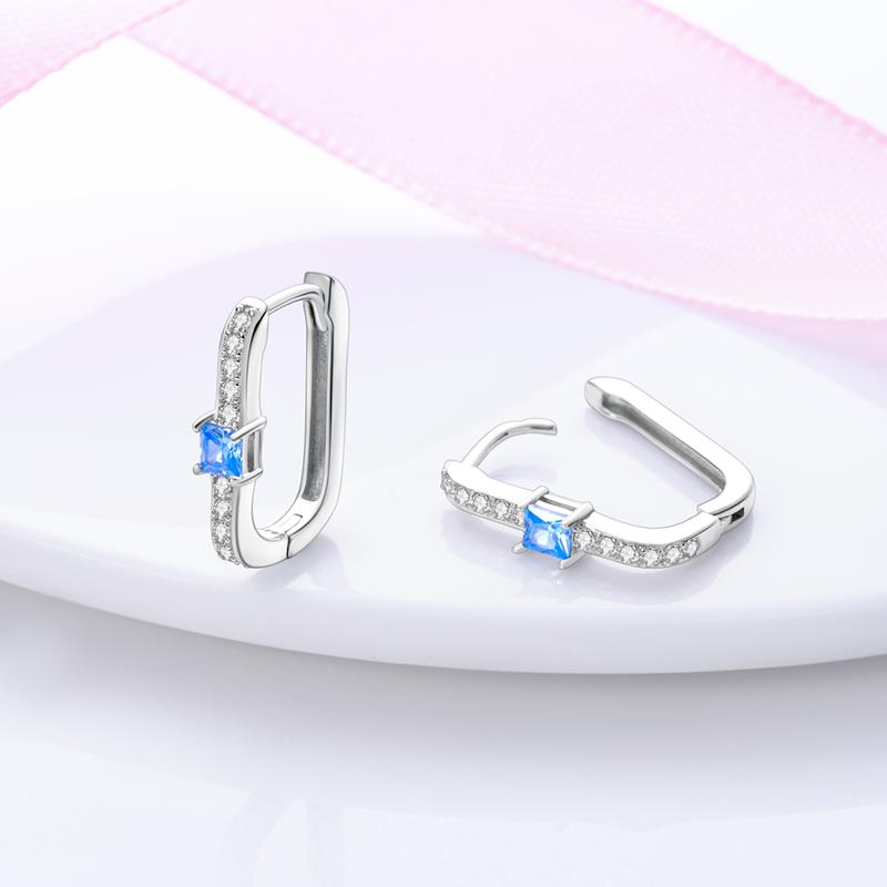 925 Silver U Shape Hoop Earrings For Women Colorful Pave CZ Rose Gold Minimalist U Earrings Wedding Party Luxury Jewelry Gift