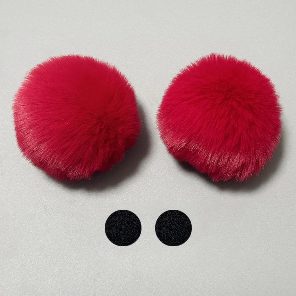 

2 шт. Украшение для шлема автомобиля/мотоцикла, мягкий плюшевый шарик для мотокросса, шлем фулфейс, внедорожный шлем, наклейка, аксессуары для шлема красный