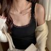 Women's Modal Slim Fit Sleeveless Bottoming Shirt with Lace Edge - Scoop Neck, Thin Section for Spring and Summer