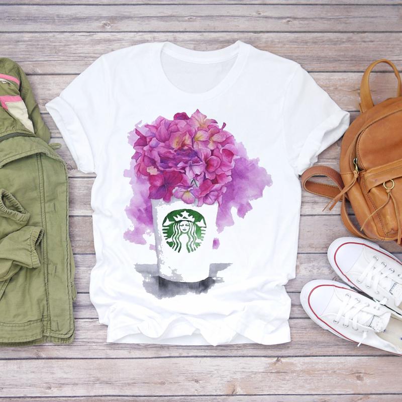 2023 Womens T-Shirt Dream Feather Graphic Fashion Print Women Harajuku Top Female Tshirt Oversize White Short Clothes