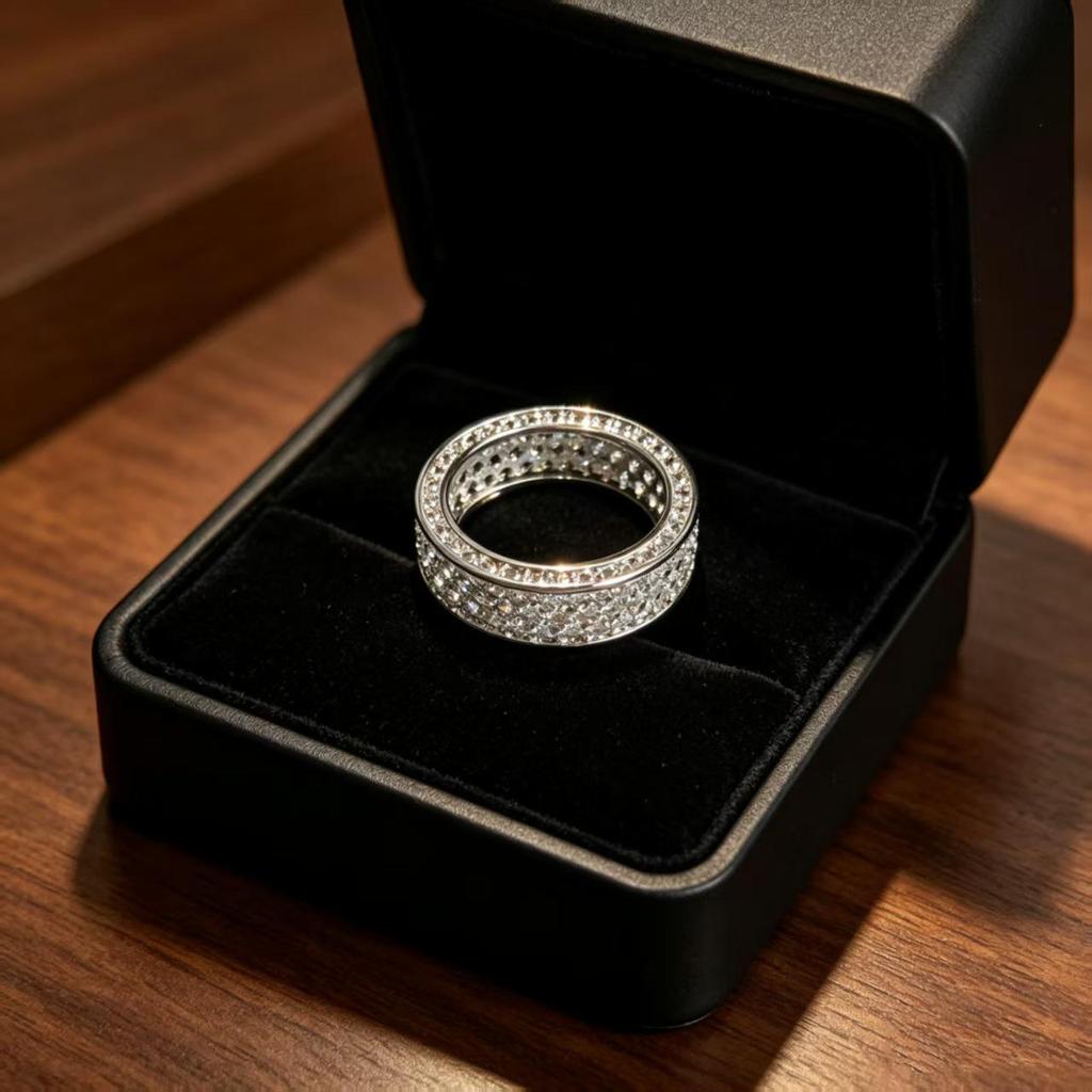 European-American Korean Style Celebrity Star Zircon Multi-Row Ring