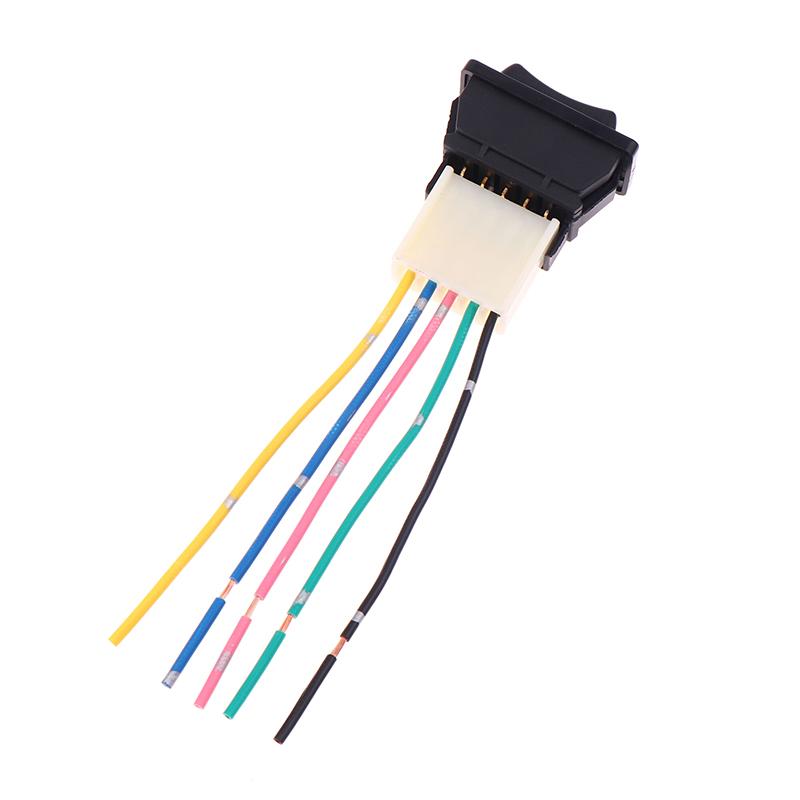 Universeller Auto-Fensterheber-Schalter 5-polig DC 12V 20A Blaue/Rote/Grüne Lichtfarbe und Kabelbaum