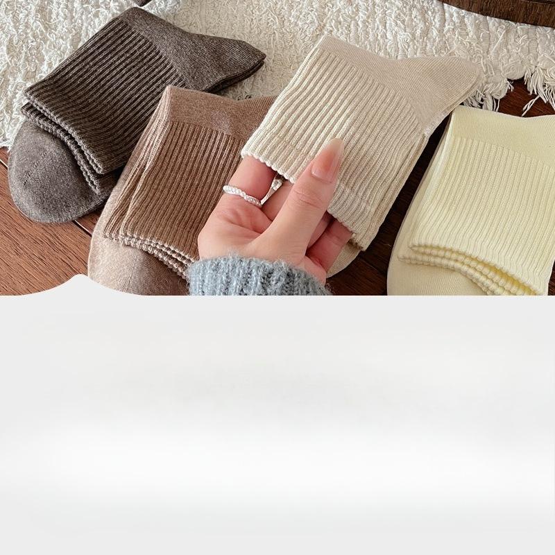 Pure Cotton Socks, Boneless Mid-calf Socks for Women, Antibacterial and Deodorizing Cotton Socks for Autumn and Winter