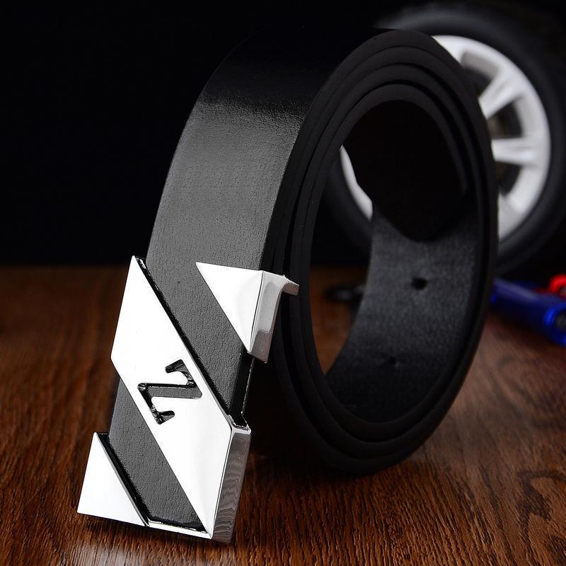 

Pu Black Fashionable Casual Belt For Youth With Elegant Smooth Buckle Style Versatile K203 White
