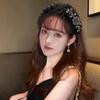 Female Casual Hairpin New Headwear 2025 Korean Style Women Black Lace Rhinestone Flower Hairband Headband Wide Edge Hair Clip