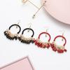 Bohemian Round Water Drop Tassel Earrings Jewelry Ethnic Style Hand Woven Hollow Geometric Statement Earrings for Women Girls