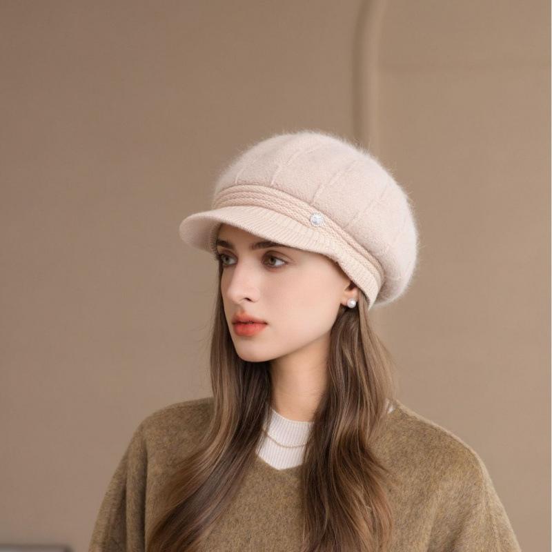 Women's Winter Warm Hat for Middle Aged and Elderly Women  Rabbit Fur Knitted Thickened Woolen Hat To Prevent Cold  Simple Mother's Hat